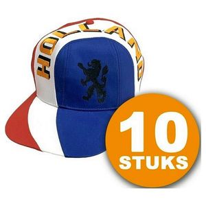 Oranje Feestpet 10 stuks Pet ""Holland"" Feestkleding EK/WK Voetbal Rood-Wit-Blauw Oranje Versiering Versierpakket