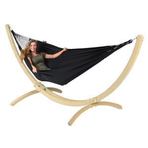 'Wood & Comfort' Black Tweepersoons Hangmatset - Zwart - Tropilex ®