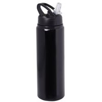 Waterfles/sportfles/drinkfles Sporty - zwart - aluminium/kunststof - 800 ml