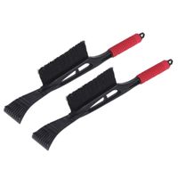Set van 2x stuks kunststof ijskrabber/raamkrabber zwart/rood met borstel 53 cm Set van 2x stuks kunststof ijskrabber/raamkrabber zwart/rood met borstel 53 cm