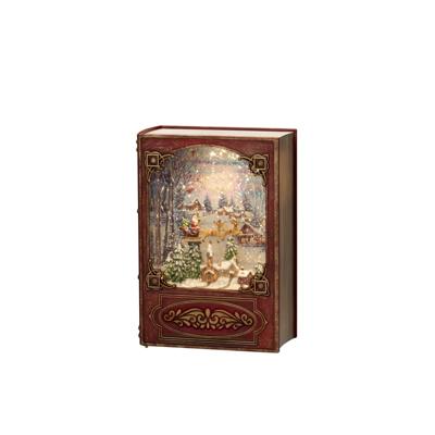 LED kerstlantaarn boek met vliegende kerstman met slee - Konstsmide