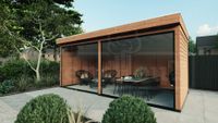 Tijdelijk 15% korting | Trendhout Buitenverblijf Casa 595x330 cm - Combinatie 2- Plat dak- Onbehandeld lariks Douglas hout- Trendhout