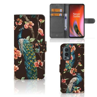 OnePlus Nord 2 5G | Telefoonhoesje | Met pasjeshouder | Pauw met Bloemen