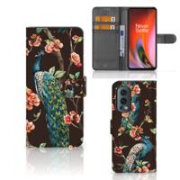 OnePlus Nord 2 5G | Telefoonhoesje | Met pasjeshouder | Pauw met Bloemen