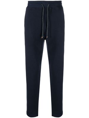 Brunello Cucinelli pantalon de jogging fuselé à lien de resserrage - Bleu