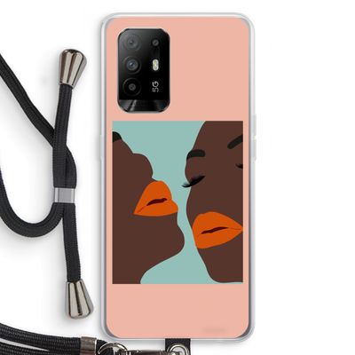 Orange lips: Oppo A94 5G Transparant Hoesje met koord