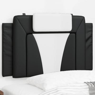 Hoofdbordkussen "Viana" 80 cm kunstleer zwart en wit