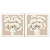 Schilderij Home ESPRIT Wit Beige Vaas Shabby Chic 100 x 3 x 100 cm (2 Stuks)
