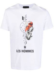 LES HOMMES t-shirt en coton à imprimé graphique - Blanc