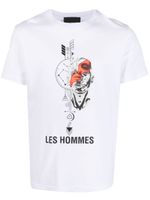 LES HOMMES t-shirt en coton à imprimé graphique - Blanc