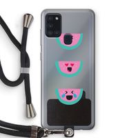 Smiley watermeloen: Samsung Galaxy A21s Transparant Hoesje met koord