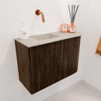 Toiletmeubel Mondiaz Joya Dlux | 61.6 cm | Meubelkleur Walnut | Faye wastafel Opalo Wasbak Links | Zonder kraangat(en)