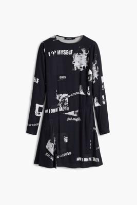 Korte krantenjurk - BLACK - XL