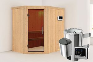 Karibu | Saja Sauna | Antracietglas | Biokachel 3,6 kW Externe Bediening