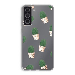 Cactusprint roze: Samsung Galaxy S21 FE Transparant Hoesje