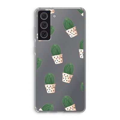 Cactusprint roze: Samsung Galaxy S21 FE Transparant Hoesje
