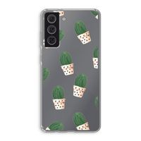 Cactusprint roze: Samsung Galaxy S21 FE Transparant Hoesje