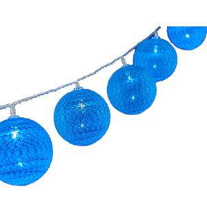 LED Lichtslingers/lichtsnoeren - 2x - 10 led bolletjes - D4 cm - blauw/donkerblauw - 200 cm