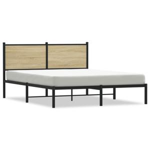 Bedframe met hoofdbord metaal sonoma eikenkleurig 140x200 cm