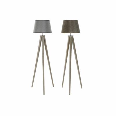 Vloerlamp DKD Home Decor 40 x 40 x 154 cm Natuurlijk Grijs Bruin 250 V 60 W Pijnboom (2 Stuks)