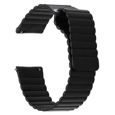 Geschikt voor Samsung Gear S2/Active2 Smart horlogebandje universeel 20mm magnetische gesp lederen vervangende polsband (zwart)