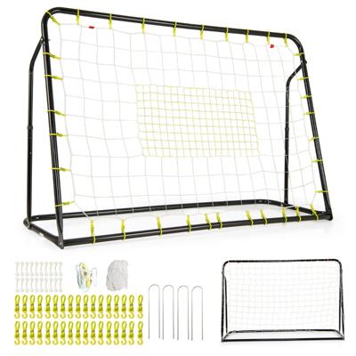 2 In 1 Buiten Voetbaldoel 187 x 122,5 cm met Rebound Net Verstelbare Hoek Stevig Metalen Frame Voetbaltraining voor Kinderen 6+ Zwart