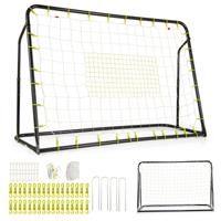 2 In 1 Buiten Voetbaldoel 187 x 122,5 cm met Rebound Net Verstelbare Hoek Stevig Metalen Frame Voetbaltraining voor Kinderen 6+ Zwart