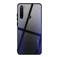 Voor Xiaomi Redmi Note 8 koolstofvezel textuur gradiënt kleur glas geval (paars)