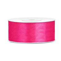 1x Donker roze satijnlint op rol 2,5 cm x 25 meter cadeaulint verpakkingsmateriaal - Cadeaulinten - thumbnail