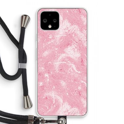 Abstract Painting Pink: Pixel 4 Transparant Hoesje met koord