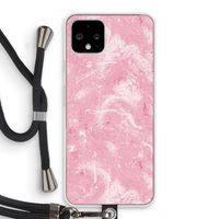 Abstract Painting Pink: Pixel 4 Transparant Hoesje met koord