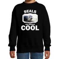 Sweater seals are serious cool zwart kinderen - zeehonden/ grijze zeehond trui 14-15 jaar (170/176)  -