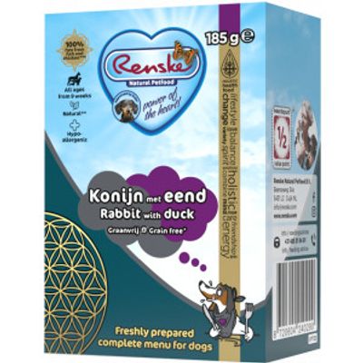 Renske Graanvrij vers bereid konijn met eend hypoallergeen natvoer hond (tetrapak) 12 x 375 g