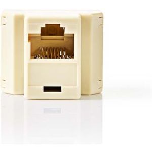 Telecom-Netwerksplitter | RJ45 Female | 2x RJ45 Female | Vernikkeld | Ivoor | PVC | Doos