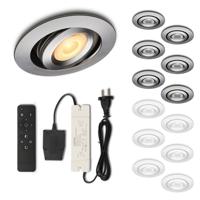 Set LED-inbouwspot met afstandsbediening Piccolo zilver 3W dimbaar 1-12 stuks