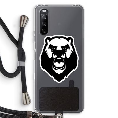 Angry Bear (white): Sony Sony Xperia 10 III Transparant Hoesje met koord