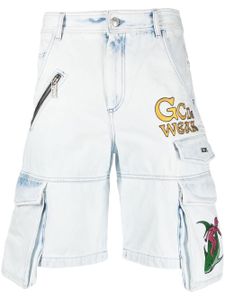 GCDS short en jean à poches cargo - Blanc
