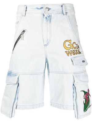 GCDS short en jean à poches cargo - Blanc