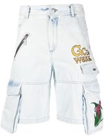 GCDS short en jean à poches cargo - Blanc