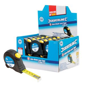 Silverline Rolmaten met automatische vergrendeling, displaydoos | 30 stk., 5 m x 19 mm - 868787