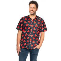 Tropical party Hawaii blouse heren - watermeloen - zwart - carnaval/themafeest - thumbnail