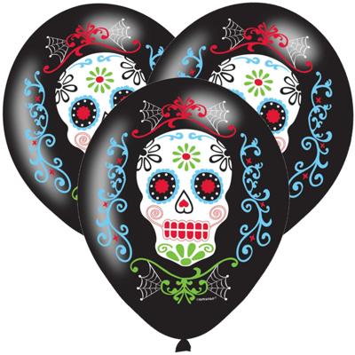Ballonnen Halloween - 6x stuks - day of the dead - 27 cm - horror - halloweenfeestje