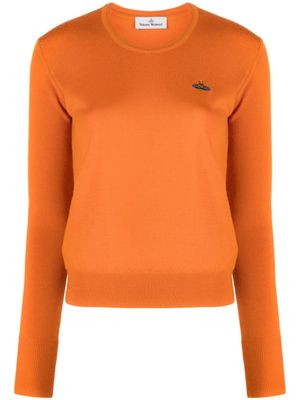 Vivienne Westwood pull en laine vierge à motif Orb brodé - Orange