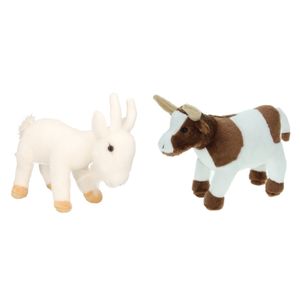 Pluche knuffel boerderijdieren set Koe en Geit van 22 cm