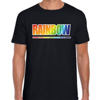 Rainbow tekst regenboog / LHBT t-shirt zwart voor heren - thumbnail