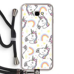 Rainbow Unicorn: Samsung Galaxy J4 Plus Transparant Hoesje met koord