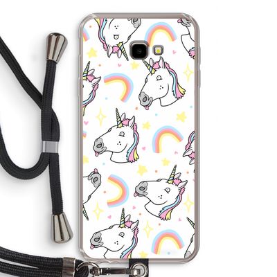 Rainbow Unicorn: Samsung Galaxy J4 Plus Transparant Hoesje met koord