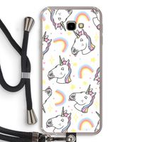 Rainbow Unicorn: Samsung Galaxy J4 Plus Transparant Hoesje met koord
