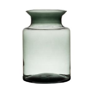 Grijze/transparante melkbus vaas/vazen van glas 20 cm