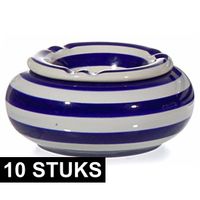 10x Blauw/witte terrasasbakken/stormasbakken 10 cm